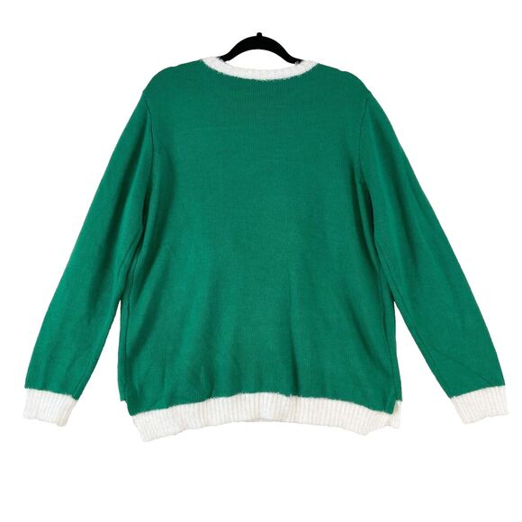 Holiday Time Ugly Christmas Sweater Women XL Green French Bulldog Festive Funny - Picture 3 of 5
